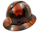 Red Boa Snake Skin Anaconda Custom Hydro Dipped Full Brim Hard Hat - Right Side View