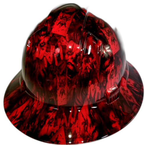 Candy Red Ha Ha Art Custom Hydro Dipped Full Brim Hard Hat - Right Side View