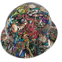 Adult Cartoon Sticker Bomb Custom Hydro Dipped Full Brim Hard Hat - Right Side View
