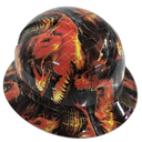 Fire Breathing Dragon Custom Hydro Dipped Full Brim Hard Hat - Right Side View