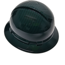 Dark Green Carbon Fiber Custom Hydro Dipped Full Brim Hard Hat - Right Side View