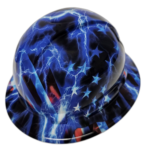 American Thunder USA Lightning Custom Hydro Dipped Full Brim Hard Hat - Right Side View