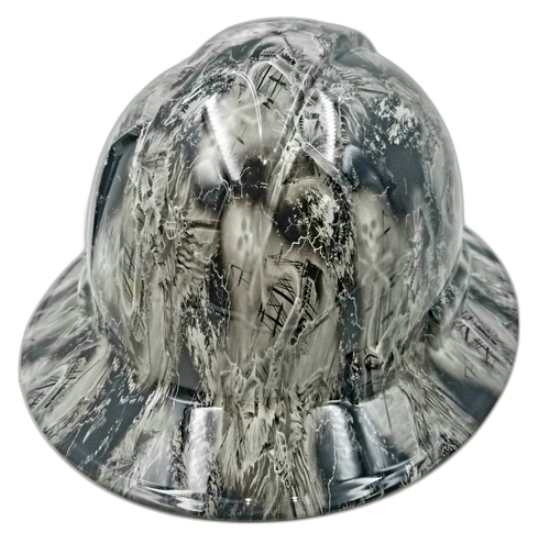 Pirate Skulls From The Grave Custom Hydro Dipped Full Brim Hard Hat - Right Side View