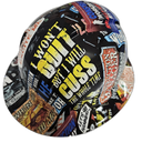 Construction Worker Sticker Bomb Custom Hydro Dipped Full Brim Hard Hat - Right Side View