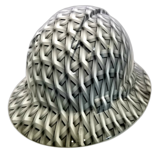 White Acid Trip Geometric Camo Custom Hydro Dipped Full Brim Hard Hat - Right Side View