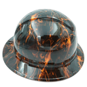 Dark Raiser Skulls Hi Vis Orange Custom Hydro Dipped Full Brim Hard Hat - Right Side View