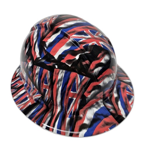 Hawaii State Flag Custom Hydro Dipped Full Brim Hard Hat - Right Side View