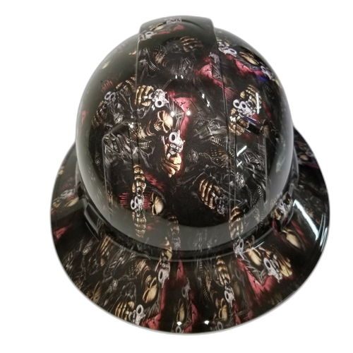 Shadow Assassin Art Custom Hydro Dipped Full Brim Hard Hat - Right Side View