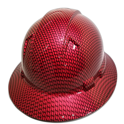 Candy Apple Red Custom Hydro Dipped Full Brim Hard Hat - Right Side View