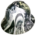 Chicano Girls Lowrider Art Custom Hydro Dipped Full Brim Hard Hat - Right Side View