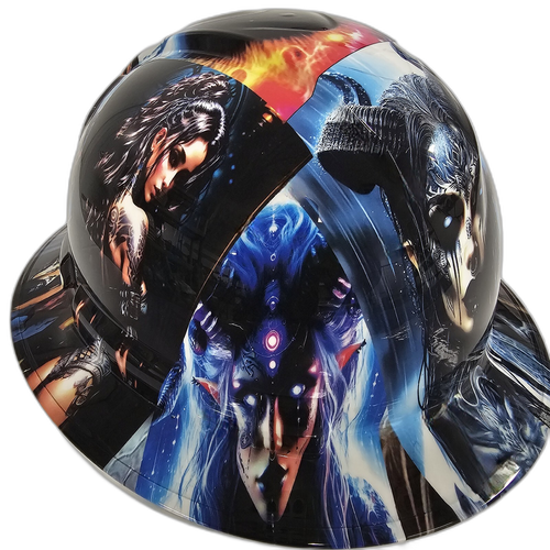 Wicked Art Extreme Custom Hydro Dipped Full Brim Hard Hat - Right Side View