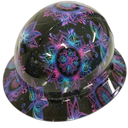 Lotus Flower Neon Color Custom Hydro Dipped Full Brim Hard Hat - Right Side View