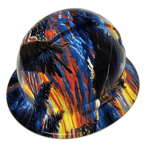 Eagles Of Freedom USA Custom Hydro Dipped Full Brim Hard Hat - Right Side View
