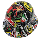 Mexican Extreme Sticker Bomb Custom Hydro Dipped Full Brim Hard Hat - Right Side View
