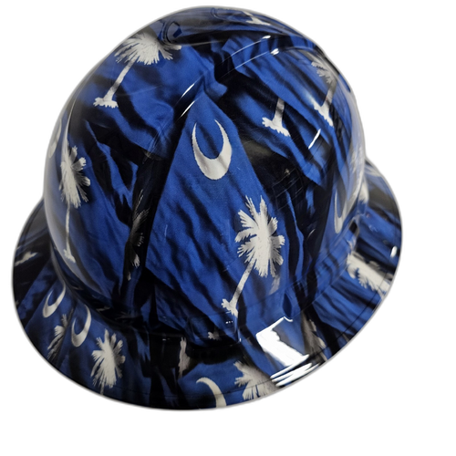 South Carolina State Flag Custom Hydro Dipped Full Brim Hard Hat - Right Side View