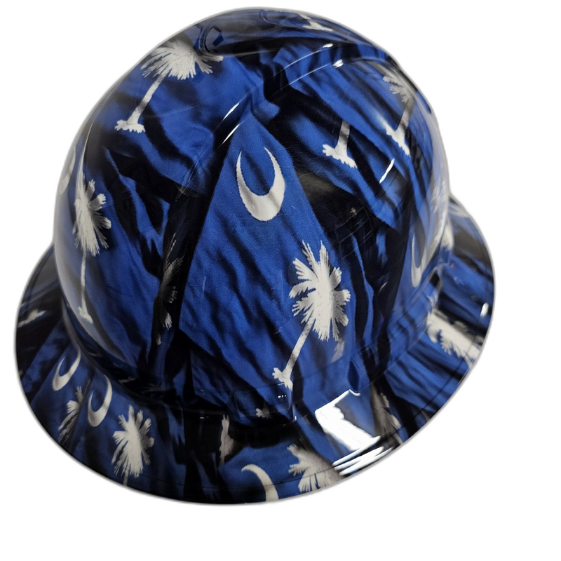 South Carolina Palmetto Moon Flag hard hat right side view