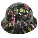 Hummingbird Paradise Flowers Custom Hydro Dipped Full Brim Hard Hat - Right Side View