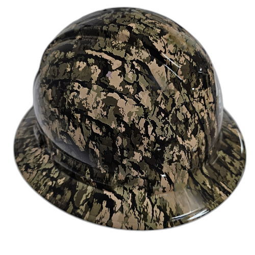 Bottomland True Bark Camo Custom Hydro Dipped Full Brim Hard Hat - Right Side View