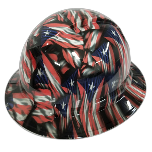 Puerto Rico Flag Design Custom Hydro Dipped Full Brim Hard Hat - Right Side View