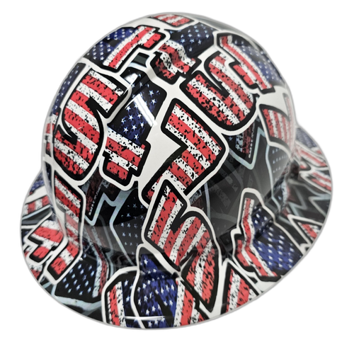 45 47 President Custom Hydro Dipped Full Brim Hard Hat - Right Side View