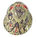 Alchemy Occult Wiccan Pentagram Custom Hydro Dipped Full Brim Hard Hat - Right Side View