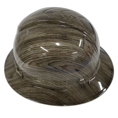 Damascus Woodgrain Pattern Custom Hydro Dipped Full Brim Hard Hat - Right Side View