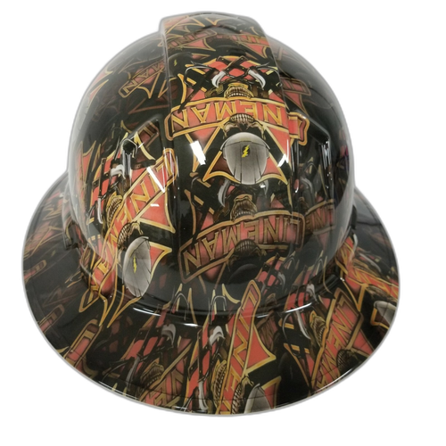 Lineman Electrical Design Custom Hydro Dipped Full Brim Hard Hat - Right Side View
