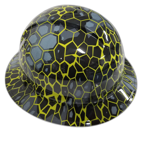 Hectick Camo Abstract Urban Design Custom Hydro Dipped Full Brim Hard Hat - Right Side View