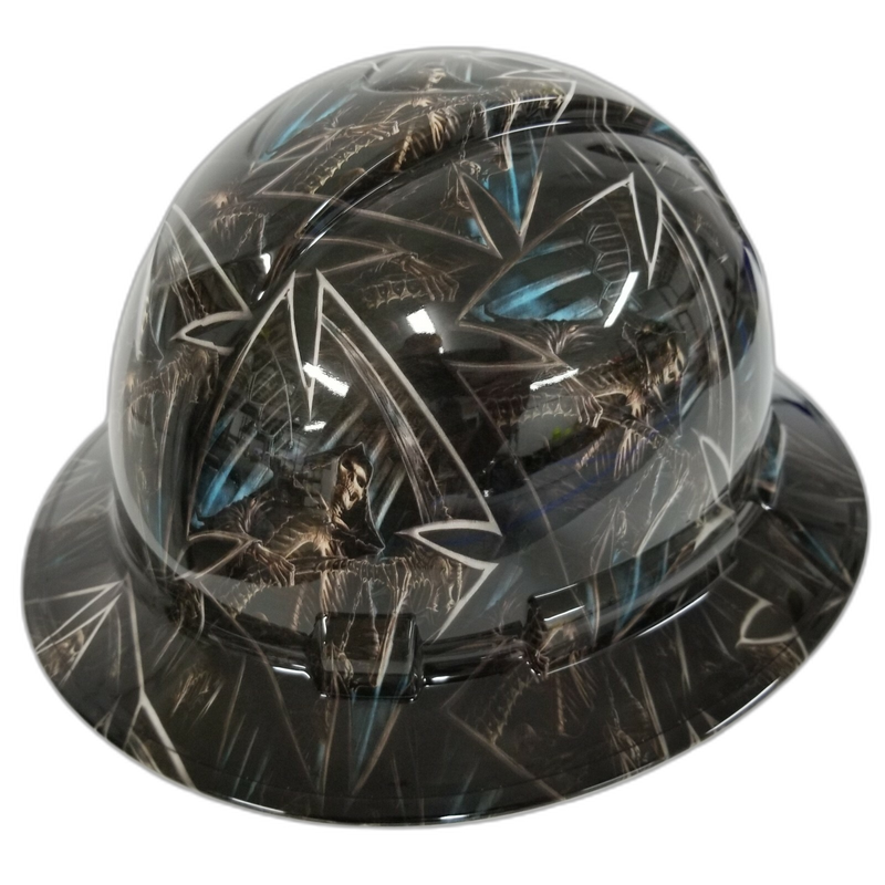 Grim Reaper Maltese Cross hard hat right side view