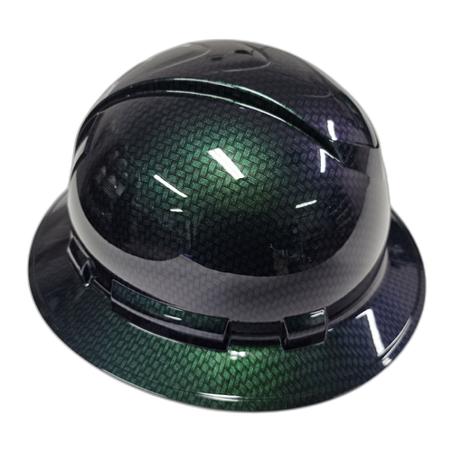Chameleon Flip Flop Carbon Fiber Custom Hydro Dipped Full Brim Hard Hat - Right Side View