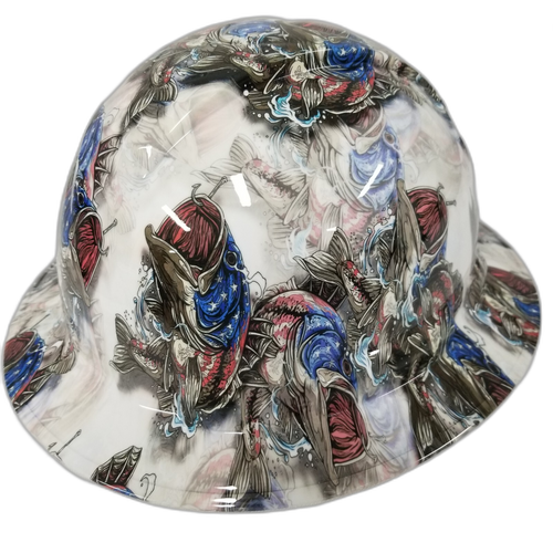 American Bass Fisherman USA Proud Custom Hydro Dipped Full Brim Hard Hat - Right Side View