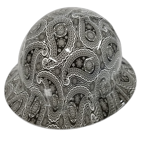 Black And White Bandanna Custom Hydro Dipped Full Brim Hard Hat - Right Side View