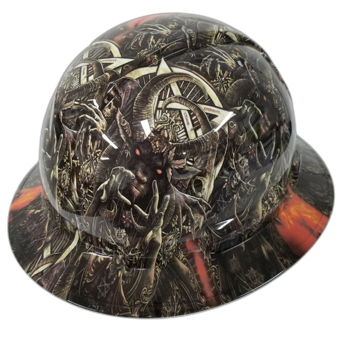 Eternal Chaos Devils Playground Custom Hydro Dipped Full Brim Hard Hat - Right Side View