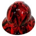 Candy Radioactive Red Ace Of Skulls Custom Hydro Dipped Full Brim Hard Hat - Right Side View