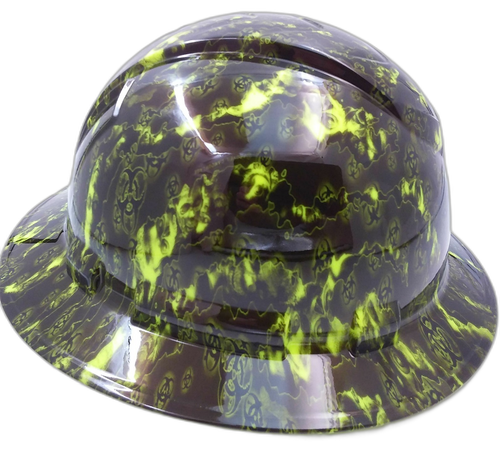 Proveil Reaper Z Camo Lime Custom Hydro Dipped Full Brim Hard Hat - Right Side View