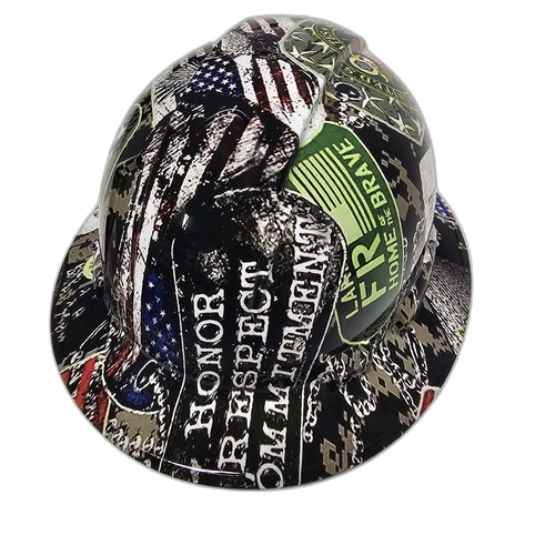 Military Army Dog Tags Custom Hydro Dipped Full Brim Hard Hat - Right Side View