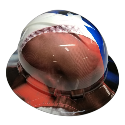 True Embroidered American Flag Realist Custom Hydro Dipped Full Brim Hard Hat - Right Side View