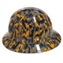 Orange Black And Blue Digital Camo Custom Hydro Dipped Full Brim Hard Hat - Right Side View