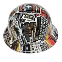 Carpenter Sticker Bomb Man Glitter Custom Hydro Dipped Full Brim Hard Hat - Right Side View