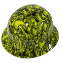 Green 2 Horned Beast Custom Hydro Dipped Full Brim Hard Hat - Right Side View