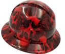 Red Melting Skull Wicked Custom Hydro Dipped Full Brim Hard Hat - Right Side View