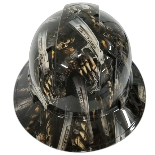 Full Color Bold Reaper Custom Hydro Dipped Full Brim Hard Hat - Right Side View