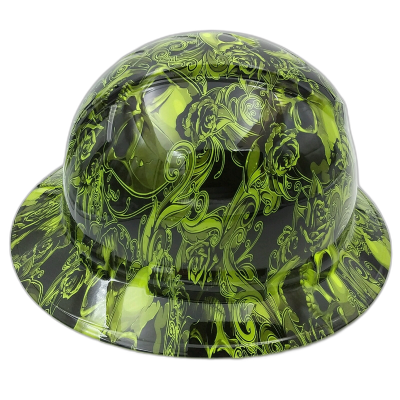 Neon Skulls & Roses Baroque hard hat right side view