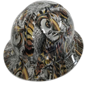 Gray Owl Camo Wildlife Animals Custom Hydro Dipped Full Brim Hard Hat - Right Side View