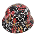 Red Daisey Leopard Beebop Custom Hydro Dipped Full Brim Hard Hat - Right Side View