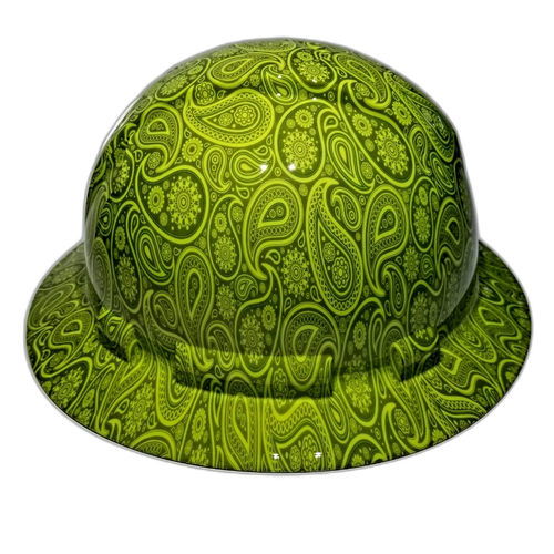 Green Apple Brad Paisleys Custom Hydro Dipped Full Brim Hard Hat - Right Side View