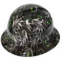 Green Eyed Creeper Skull Evil Custom Hydro Dipped Full Brim Hard Hat - Right Side View