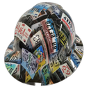 USA License Plates Car Tags Custom Hydro Dipped Full Brim Hard Hat - Right Side View