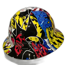 Graffiti Angry Baseball Custom Hydro Dipped Full Brim Hard Hat - Right Side View