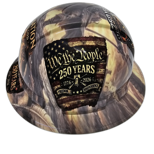 America 250 Years One Nation Strong Custom Hydro Dipped Full Brim Hard Hat - Right Side View